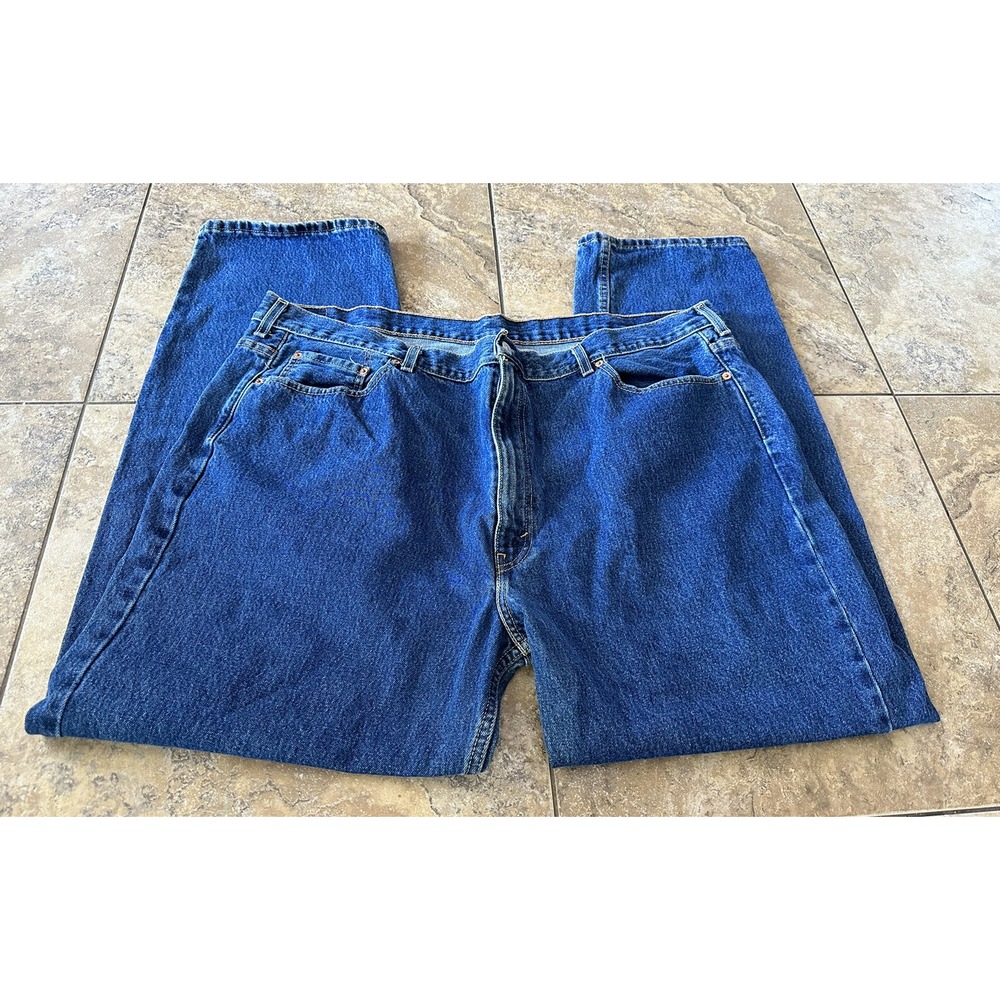 Levis 550 Jeans Mens Size 46X32  Blue Denim Flat Front Straight Jeans Fit 44X32 - Picture 3 of 6